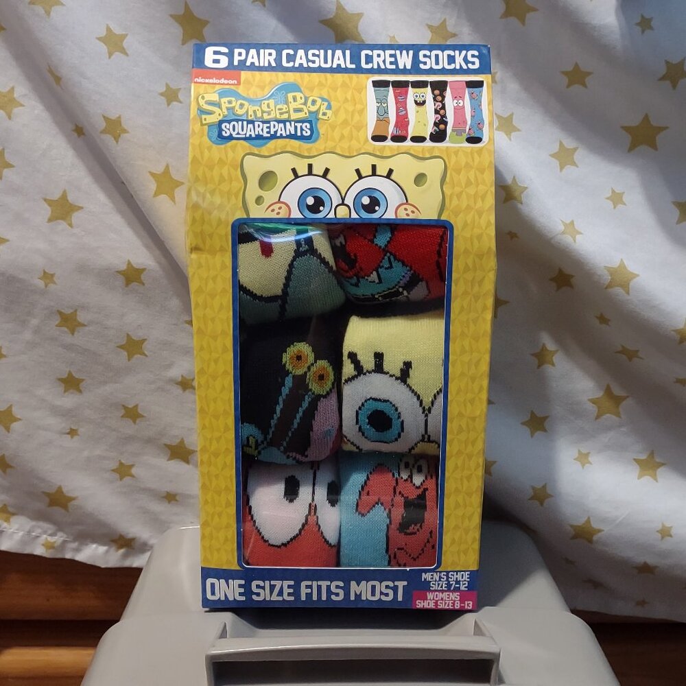 Spongebob 6 Pair Casual Crew Socks Set